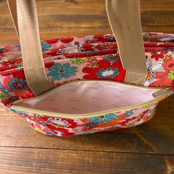 LeSportSac x Tokidoki Colorful Floral Tote Bag Purse Top Handle Weekender RARE - Picture 10 of 14